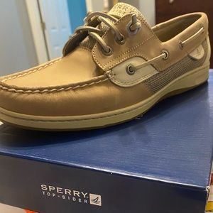 New Women size 11 Sperry ivy fish Linen/Oat